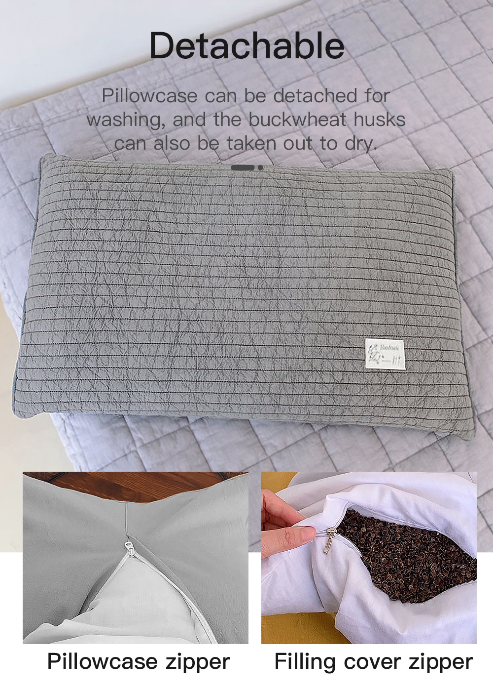 60 TC Cotton Buckwheat Husks Pillow-6